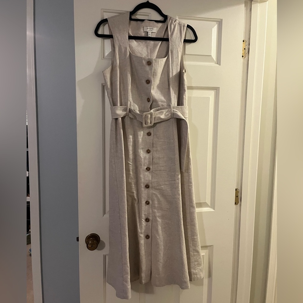 Banana Republic LINEN-BLEND BUTTON MIDI DRESS with Belt - Picture 2 of 6
